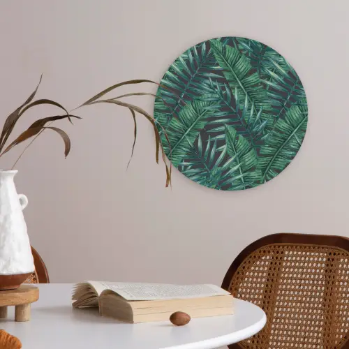 Bladeren - Jungle - Tropical Akoestische PET Vilt - Rond klein -sfeer3