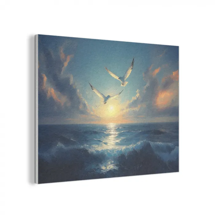 Meeuwen - Zee - Wolken -Blauw PET vilt klein -3d