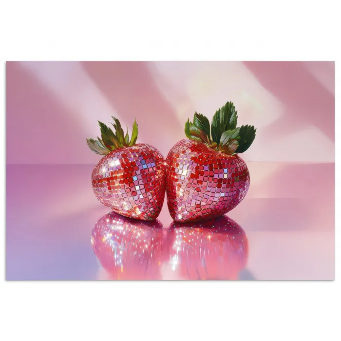 Disco - Fruit - Glitter - Strawberry poster papier klein -3d