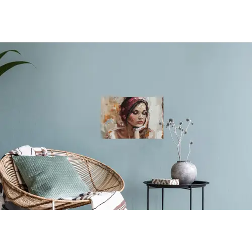 Vrouw - Verflook - Portret - Modern Muursticker klein -plant