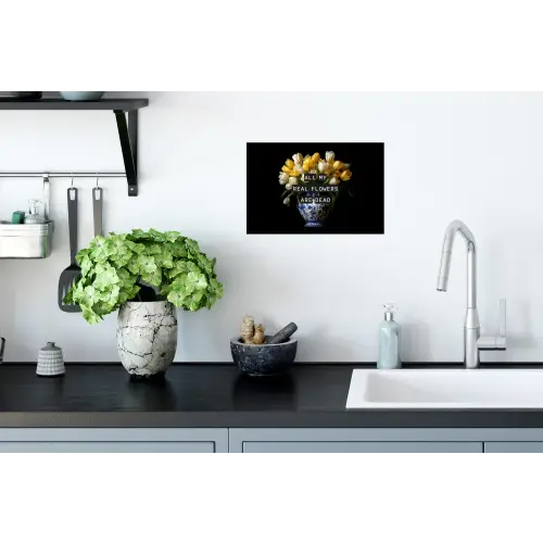 Quotes - Bloem - Tulp - Geel Muursticker klein -keuken