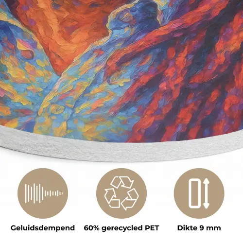 Regenboogkleuren - Man - schilderij Akoestische PET Vilt - Rond klein -closeup_NL