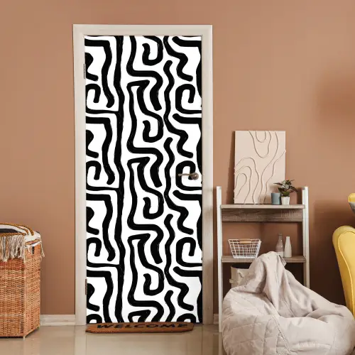 Modern - Lijnen - Zwart deurposter klein 289 -sfeer1