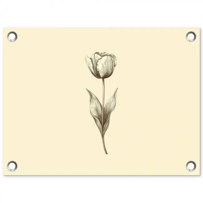 Illustratie - Tulp - Zwart tuinposter los doek klein -3d