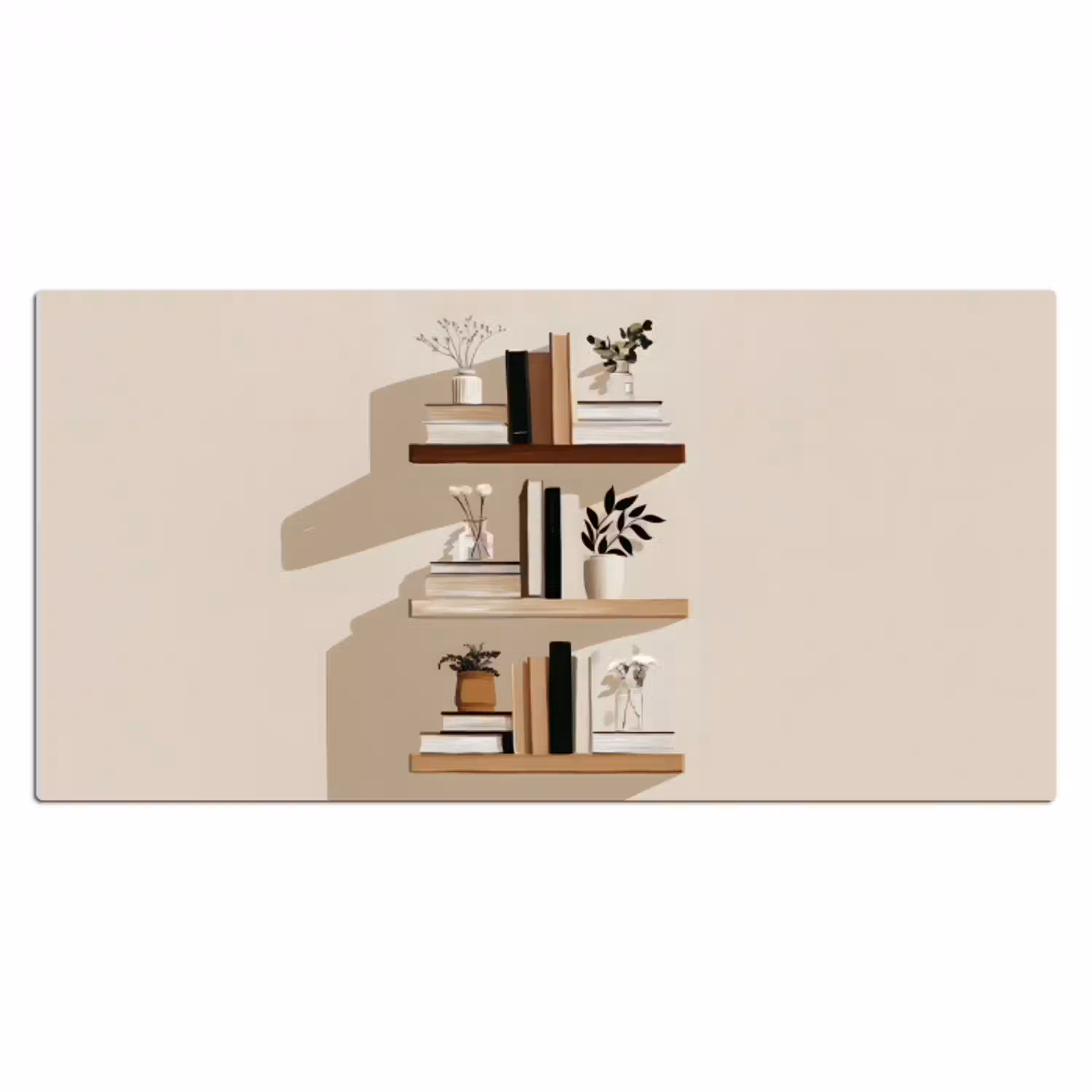 Plankjes - Boeken - Vaasjes - Planten Muismat XXL klein -3d_leeg