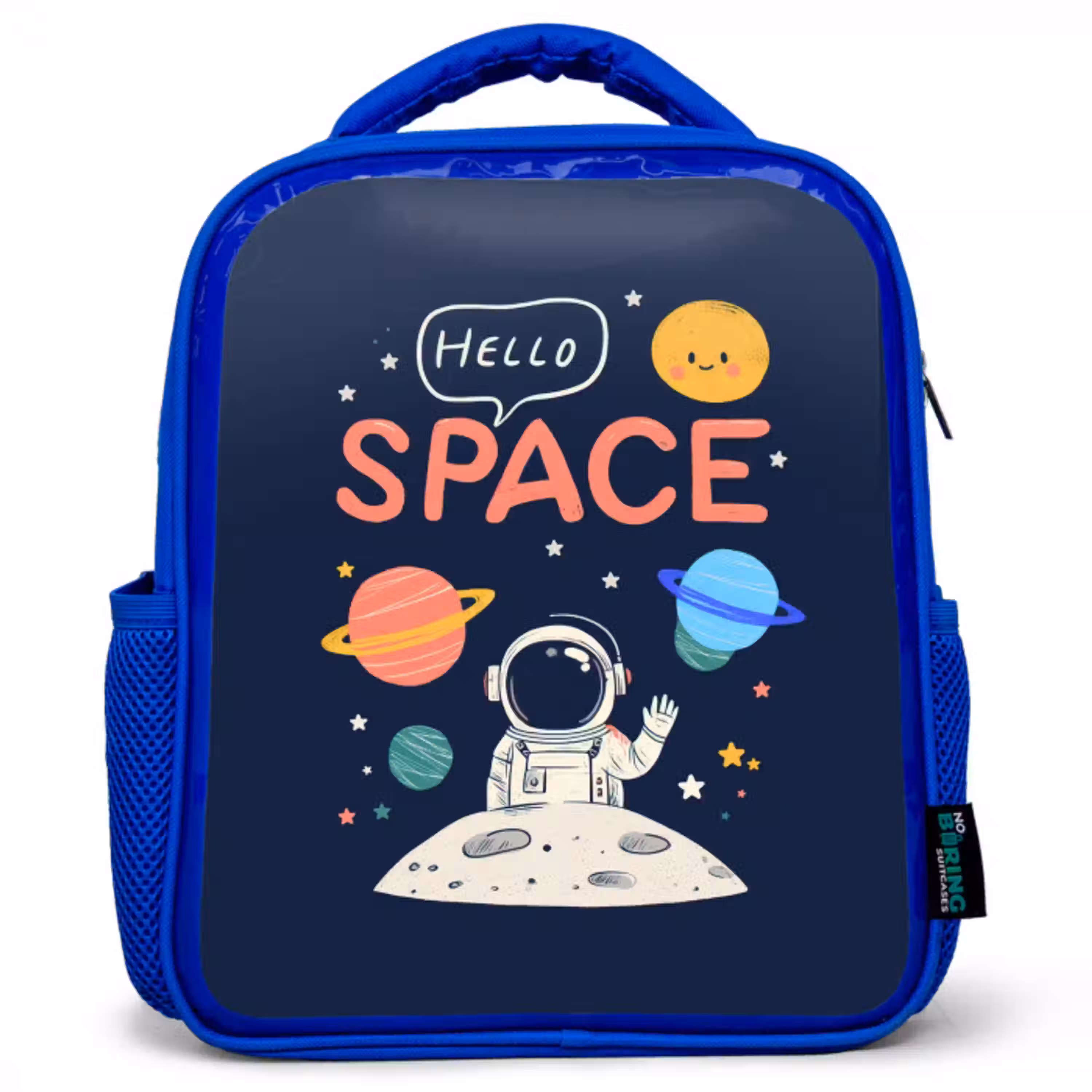 Astronaut - Ruimte - Planeten Kinderrugzak - Blauw middel -3d