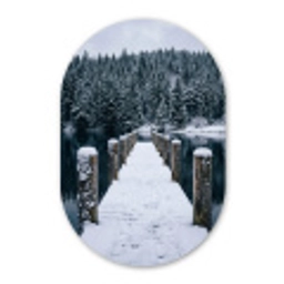 Steiger - Meer - Sneeuw - Bergen - Rustgevend Wandcirkel Ovaal Forex klein -3d