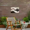 Golven - Abstract - Beige Tuinposter op houten frame 2 cm dik klein -sfeer3