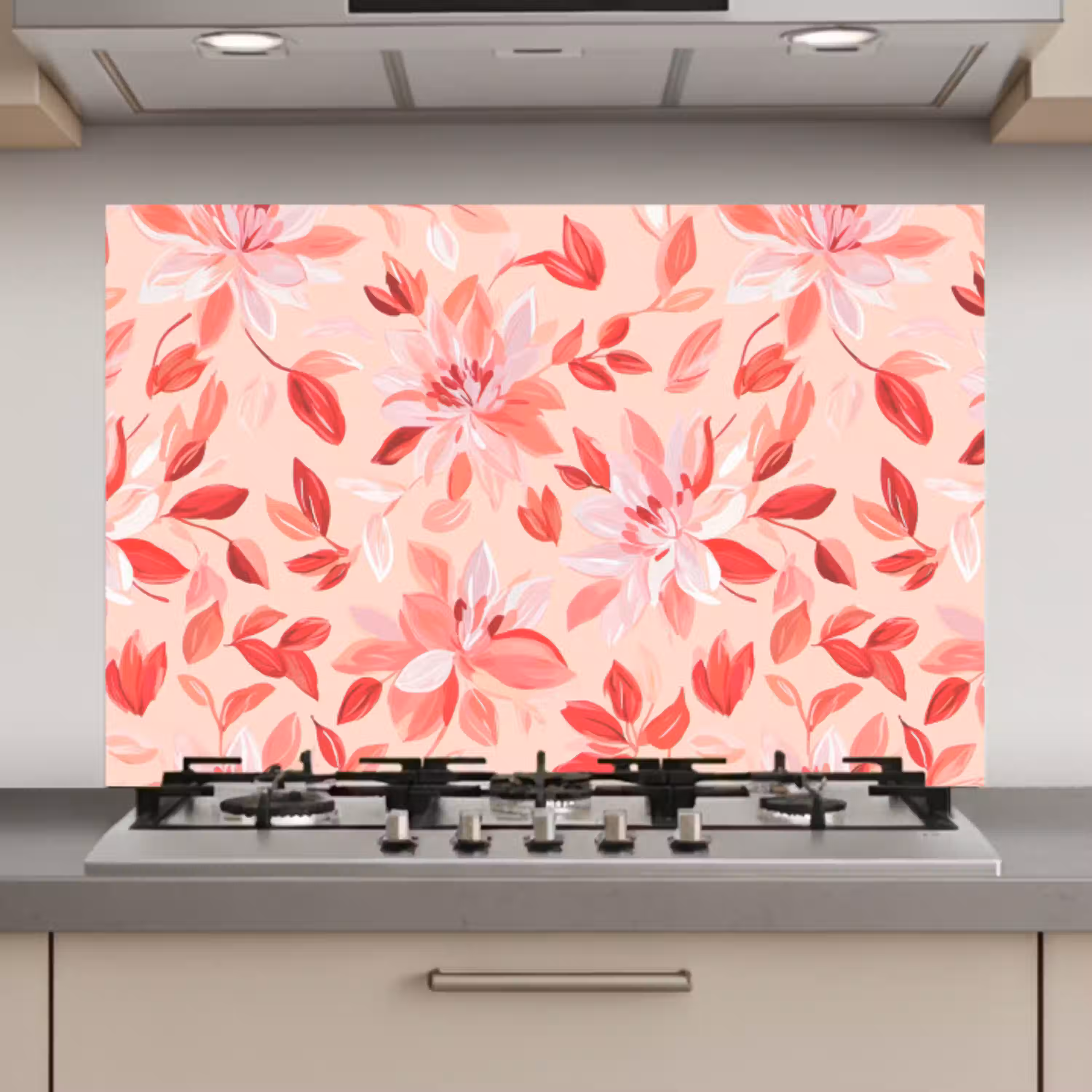 Botanisch - Bloemen - Rood keuken achterwand spatscherm klein 900 -3d_website