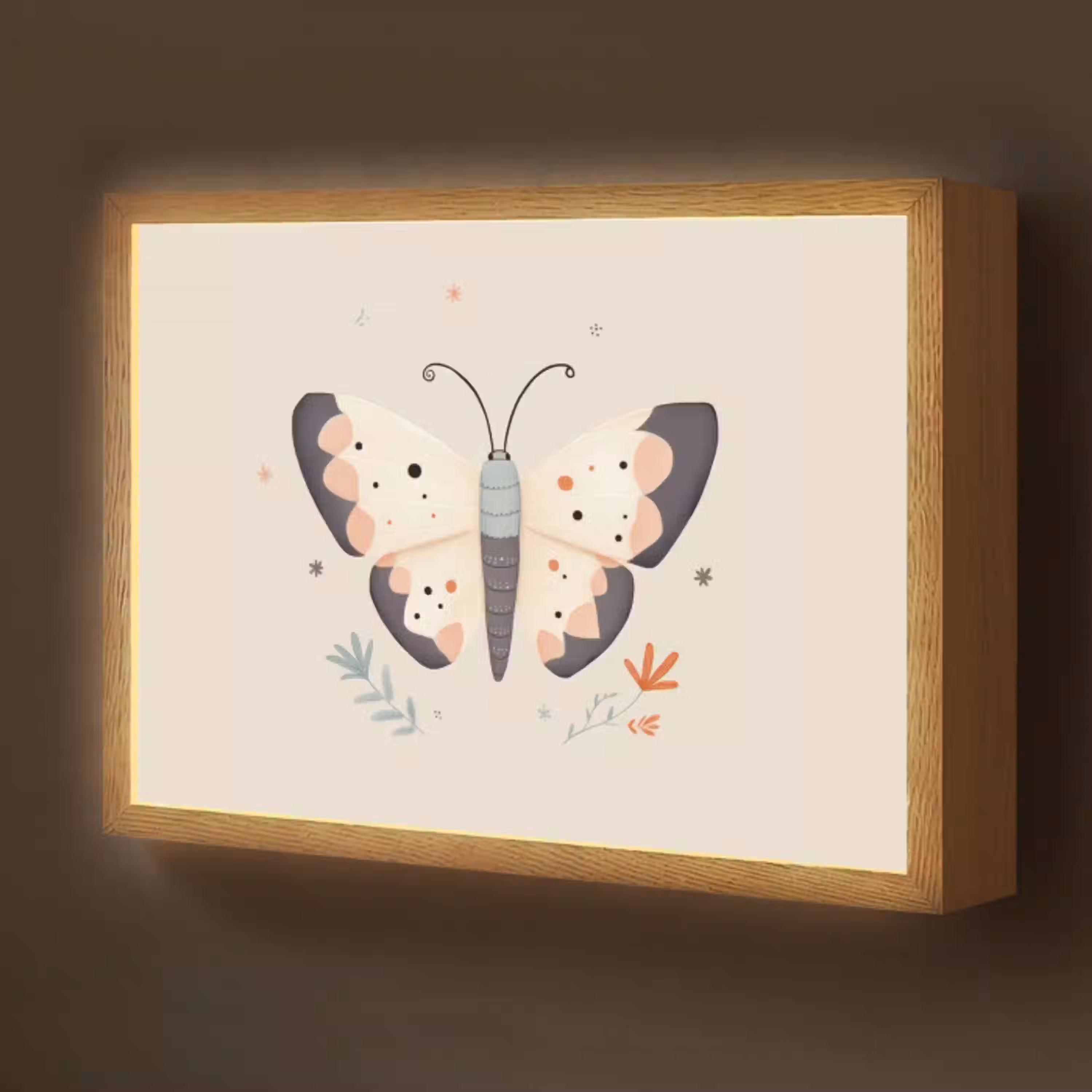 Vlinder - Minimalistisch - Pastel Light Box met batterij (Wandlamp kind) middel -z3d_website