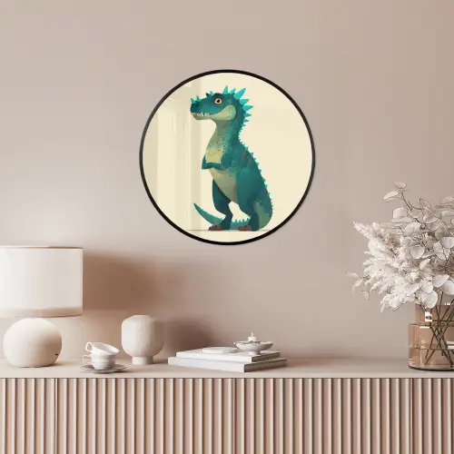 Dinosaurus - Turquoise - Stekels Fotolijst rond zonder passe partout klein -sfeer3
