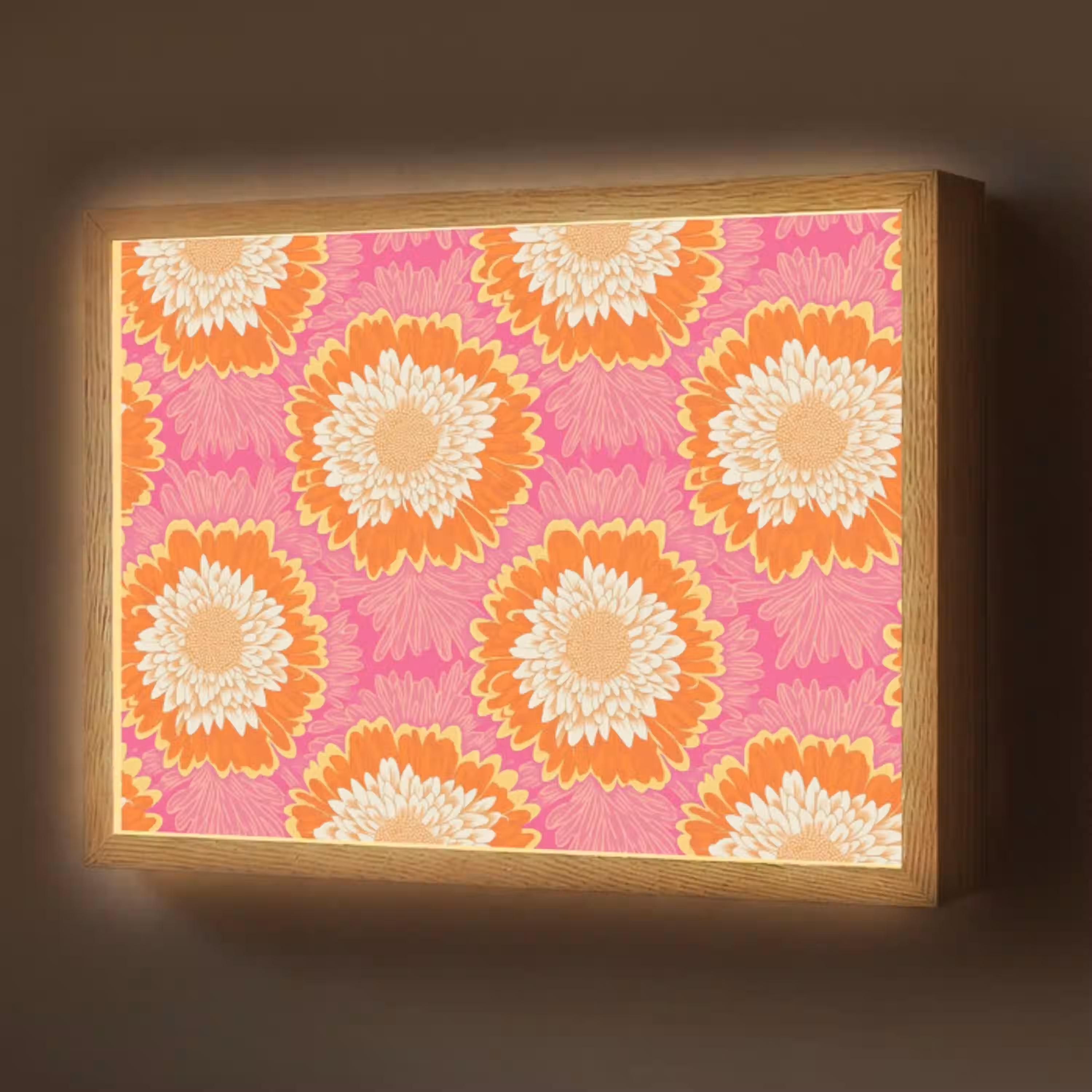 Retro - Bloemen - Kleurrijk Light Box met batterij (Wandlamp) middel 907 -z3d_website