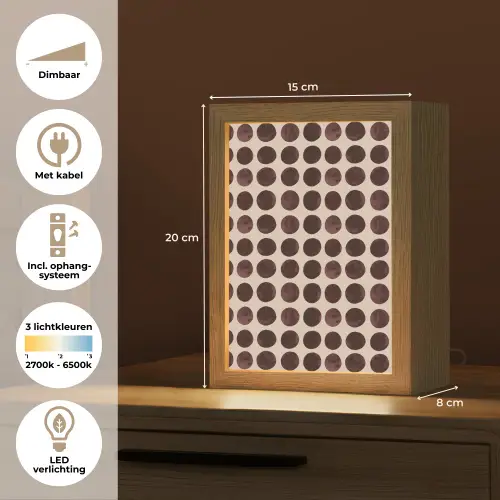 Stippen - Patroon - Bruin Light Box met kabel (Tafellamp) klein 925 -USP_NL