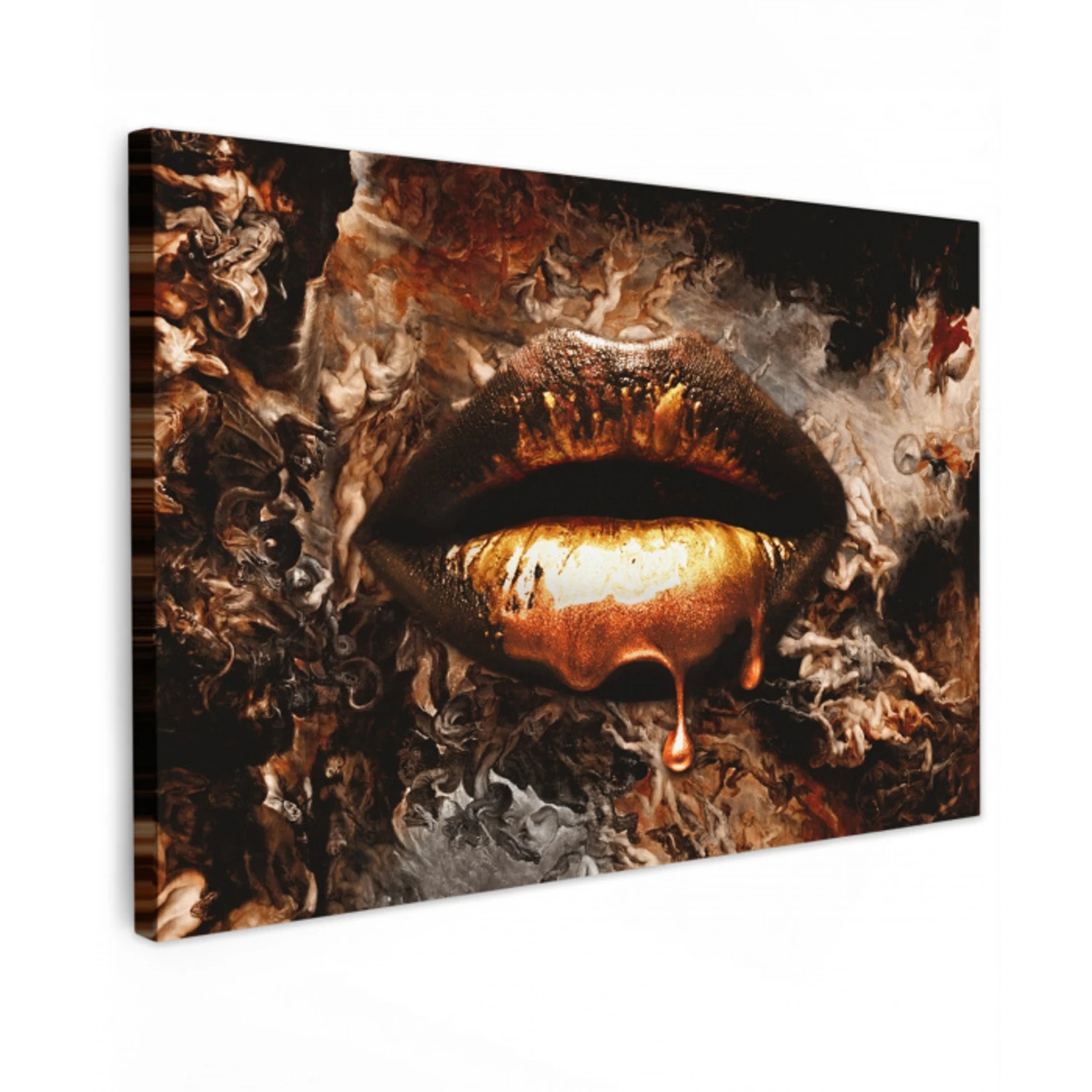 Goud - Lippen - Kunst canvas 2cm klein -z3d