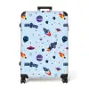 Ruimtevaart en buitenaards patroon op lichtblauw NBS - Large koffer - Volwassenen Unisex groot -3d