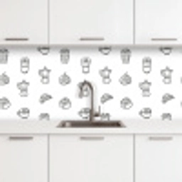 Koffie - Broodjes - Zwart - Wit keuken achterwand 2 middel -3d