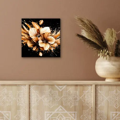 Bloemen - Goud - Graffiti - Zwart - Abstract aluminium wit klein -sfeer4