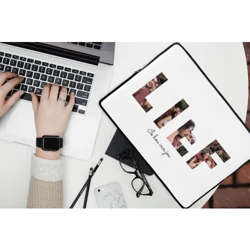 Lief - Lettercollage laptophoes neopreen klein -bureau