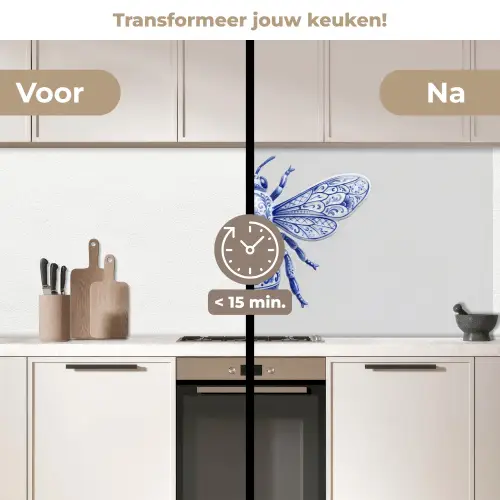 Bij - Modern - Delfts - Blauw keuken achterwand 2 middel -voor-na2_NL