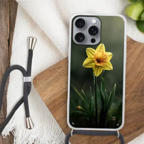 Bloem - Narcis - Gras - Geel Hoesje iPhone 16 Pro Max met koord klein -sfeer4