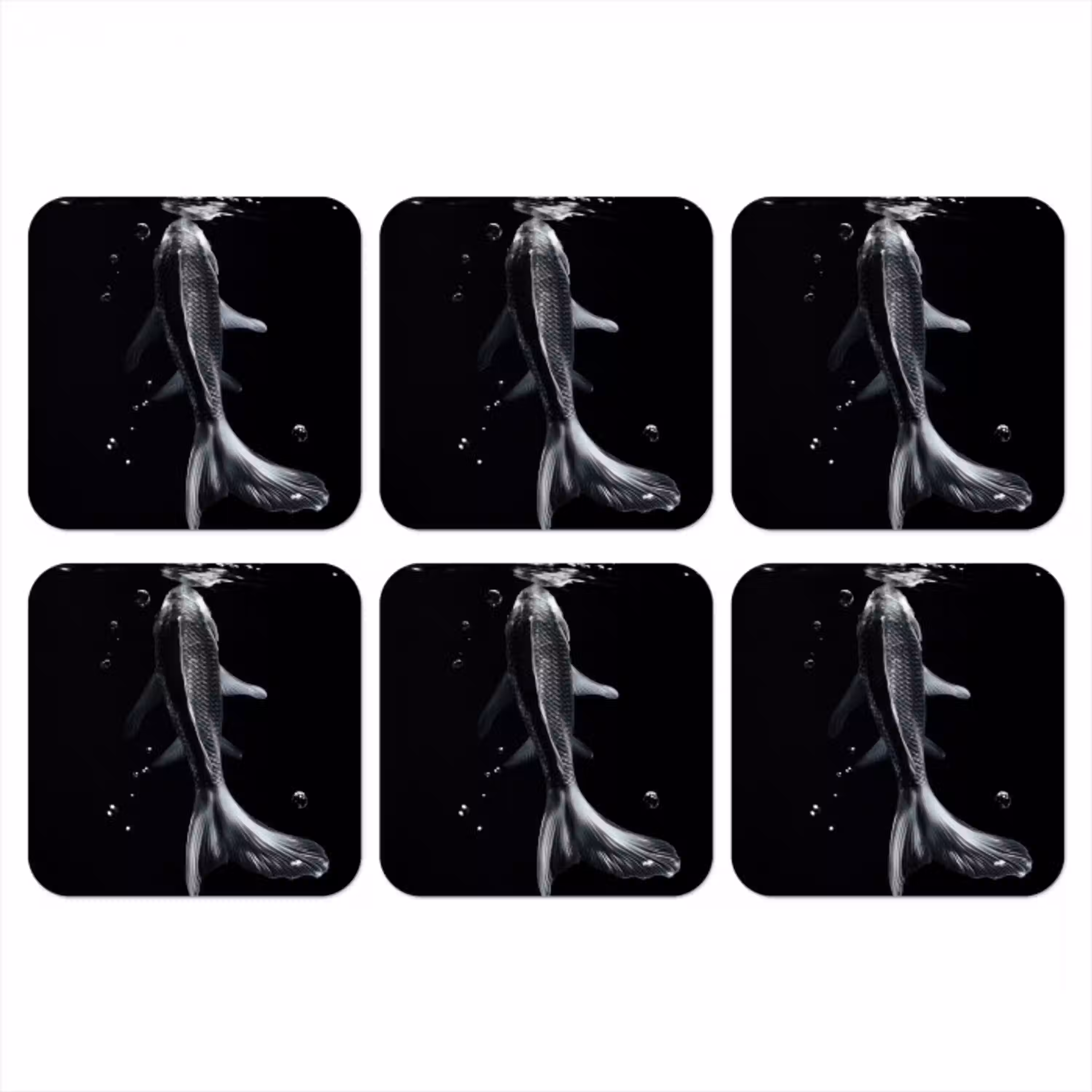 Koi - Vissen - Water - Zwart onderzetter kurk middel -3d