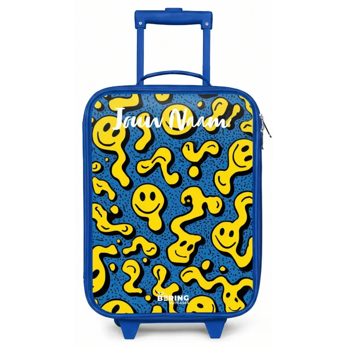 Smiley - Geel - Blauw Kinderkoffer - Blauw klein -zz3dotto
