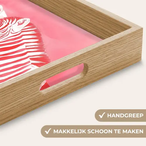 Zebra - Pink - Verf Dienblad Rechthoek middel -USP_HandgreepNL