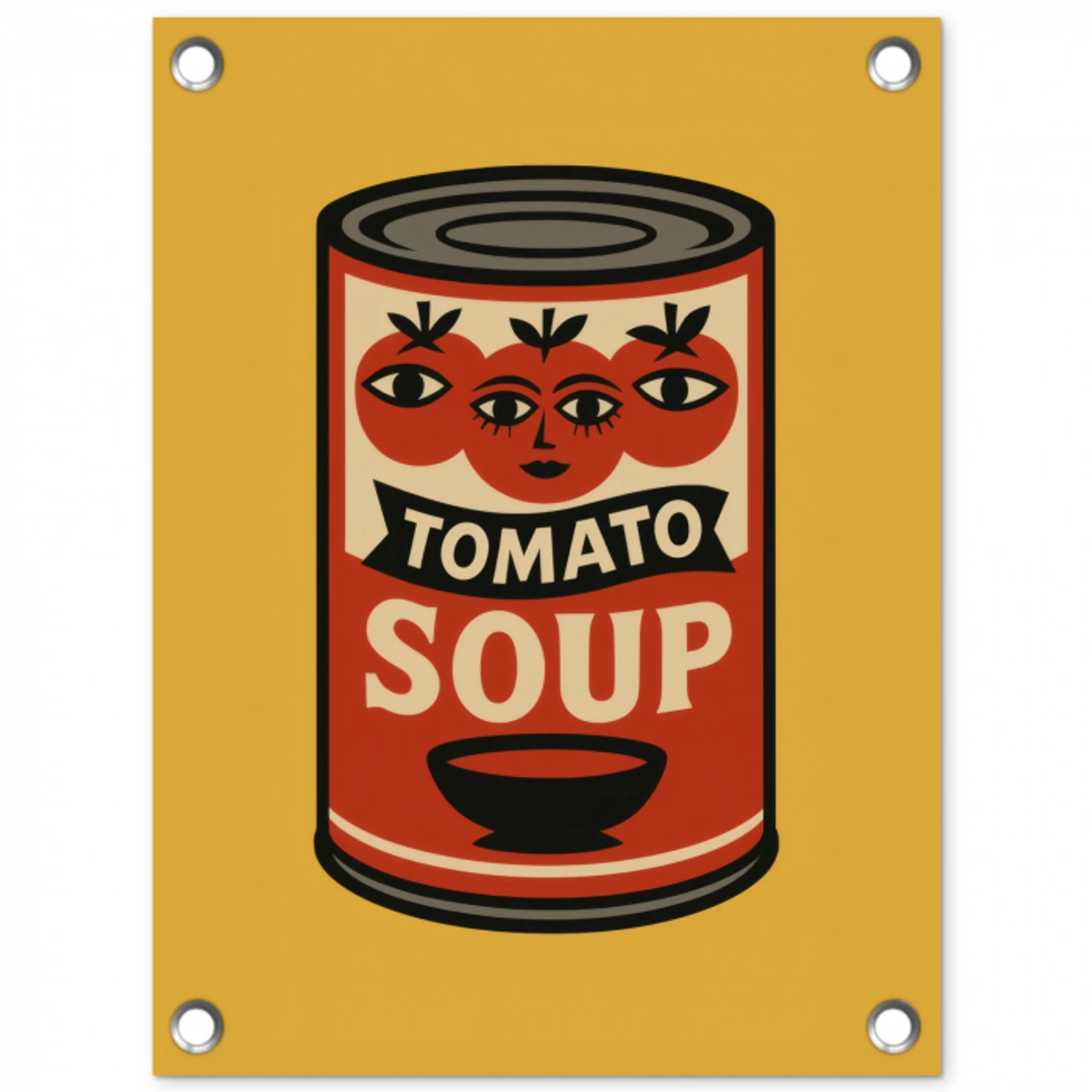 Tomatensoep - Gezichtje - Illustratie - Rood tuinposter los doek klein -3d