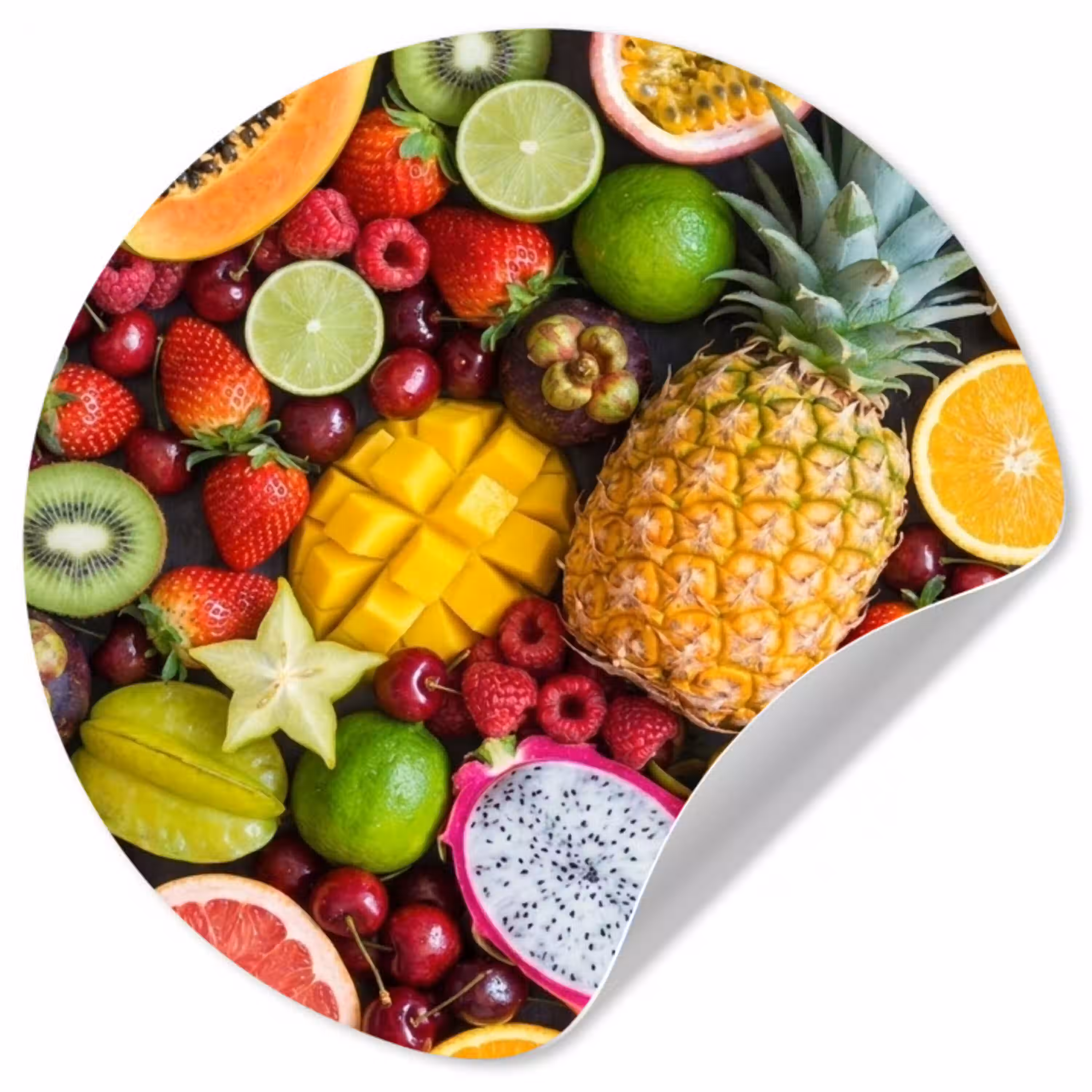 Fruit - Assortiment - Vers - Gezond - Kleurrijk Wandcirkel behangsticker klein -3d