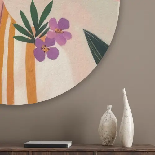Vrouw - Bloemen - Pastel Akoestische PET Vilt - Rond klein -sfeer5_closeup