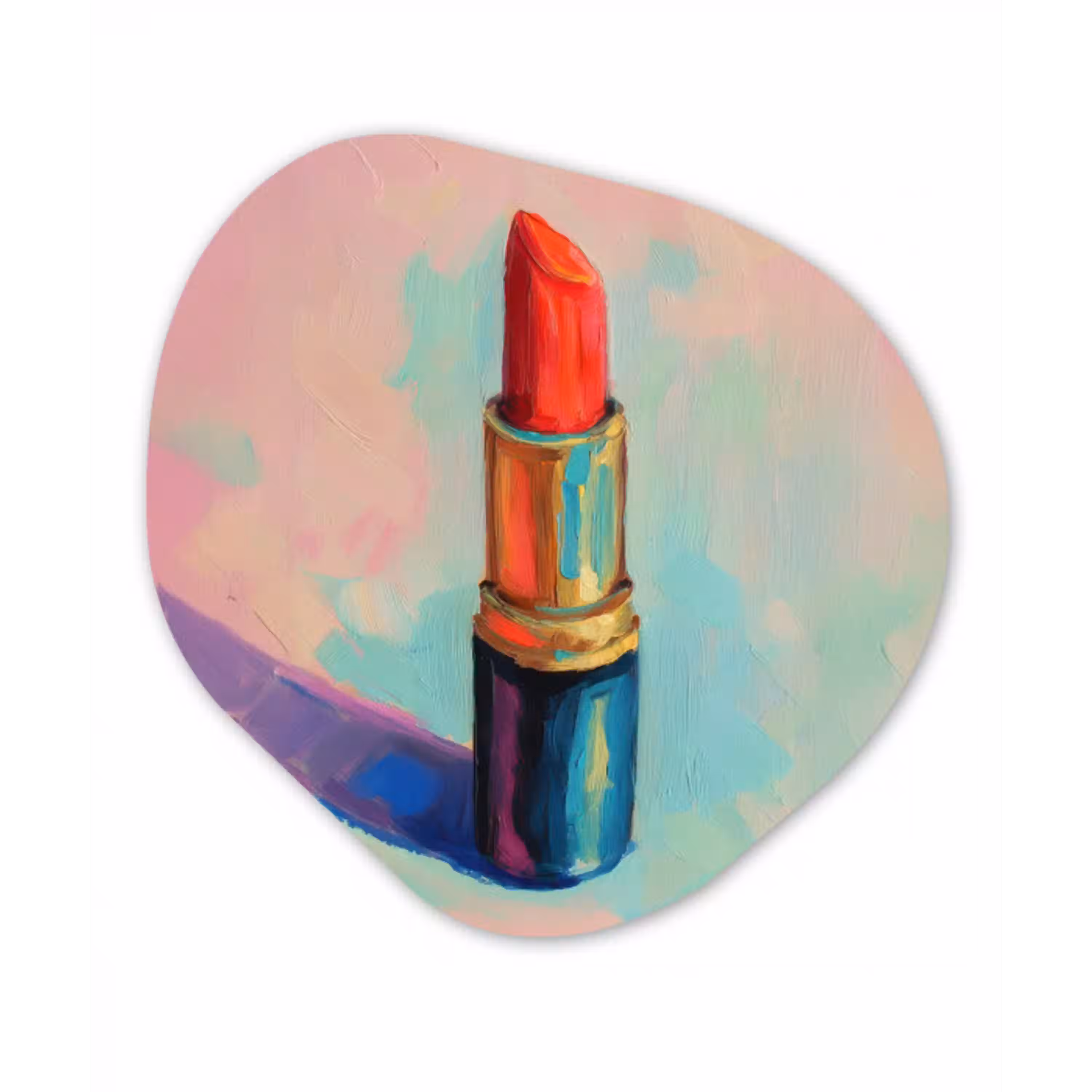 Lippenstift - Rood - Penseelstreken Wandcirkel Organisch Forex 3mm klein -3d