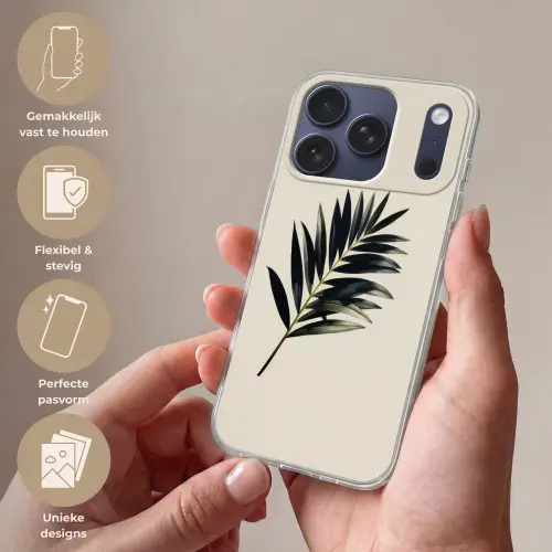 Palmblad - Subtiel - Groen - beige Telefoonhoesje iPhone 17 Pro klein -sfeer3_NL