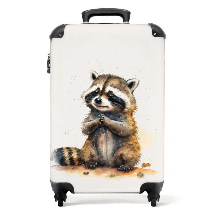 Wasbeer - Waterverf - Kleuren - Dieren - Kids NBS - Handbagage koffer - Unisex middel -productfoto_recht