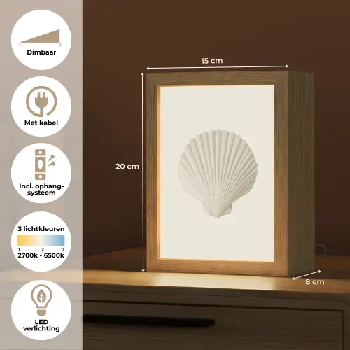 Schelp - Minimalistisch - Wit Light Box met kabel (Tafellamp) klein -USP_NL