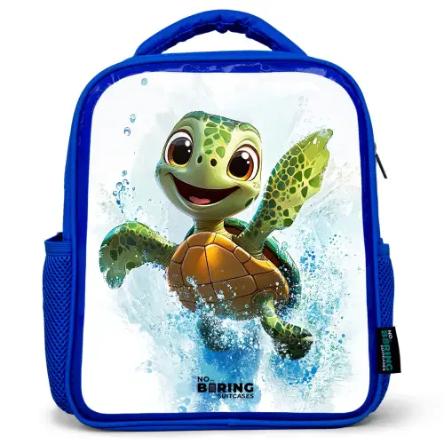 Schildpad - Water - Groen Kinderrugzak - Blauw middel -3d