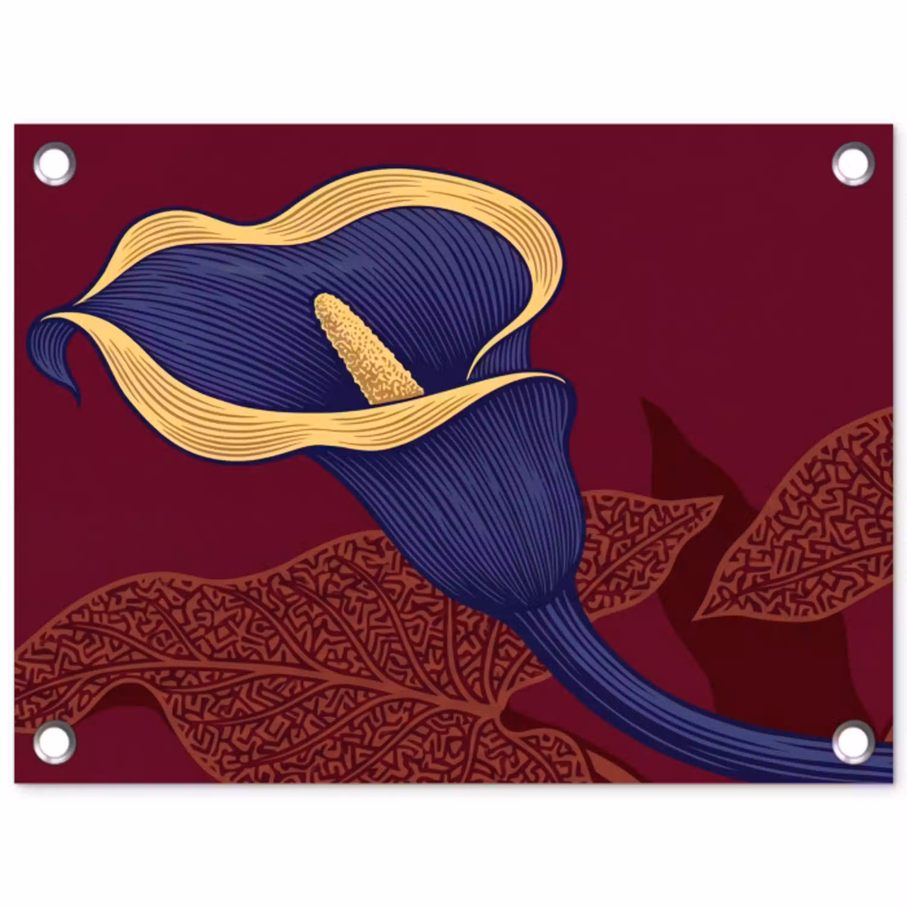 Bloemen - Modern - Paars tuinposter los doek klein -3d