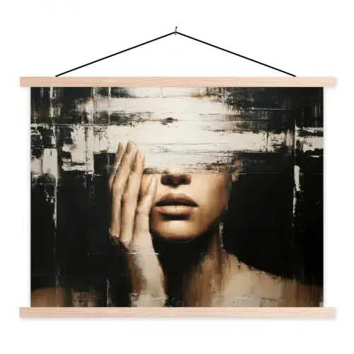 Hand - Gezicht - Strepen - Abstract textielposter latten blank klein -3d