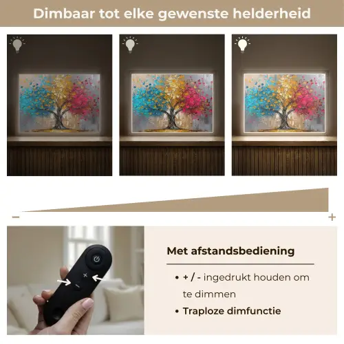 Boom - Kleurrijk - Grijs - Modern Light Box met batterij (Wandlamp) middel -USP_dimbaarNL