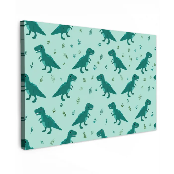 Donkergroen - Dinosaurussen - Afdrukken - Bladeren canvas 2cm klein -z3d