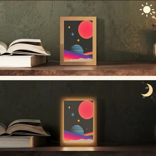 Hemel - Planeten - Felgekleurd Light Box met kabel (Tafellamp) klein -sfeer3