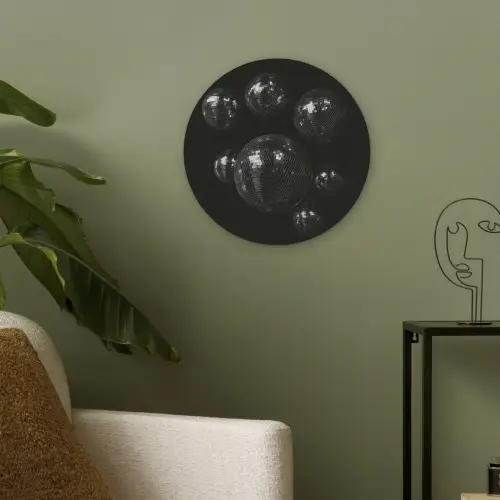 Discoballen - Minimalistisch - Zwart Akoestische PET Vilt - Rond klein -sfeer2