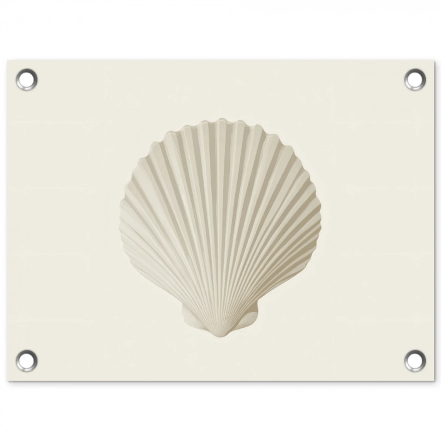 Schelp - Minimalistisch - Wit tuinposter los doek klein -3d