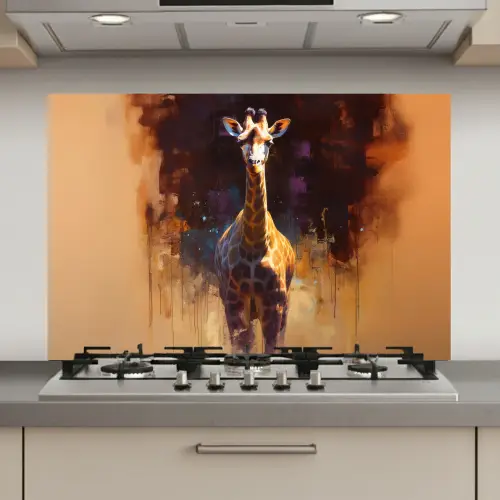 Giraf - Bruin - Abstract - Geschilderd keuken achterwand spatscherm klein -3d_website