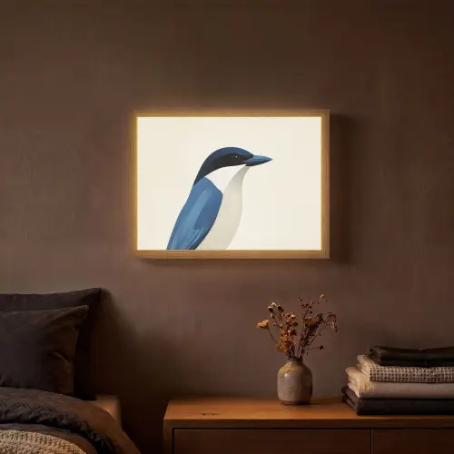 Illustratie - Blauw - Vogel Light Box met batterij (Wandlamp) middel -sfeer4