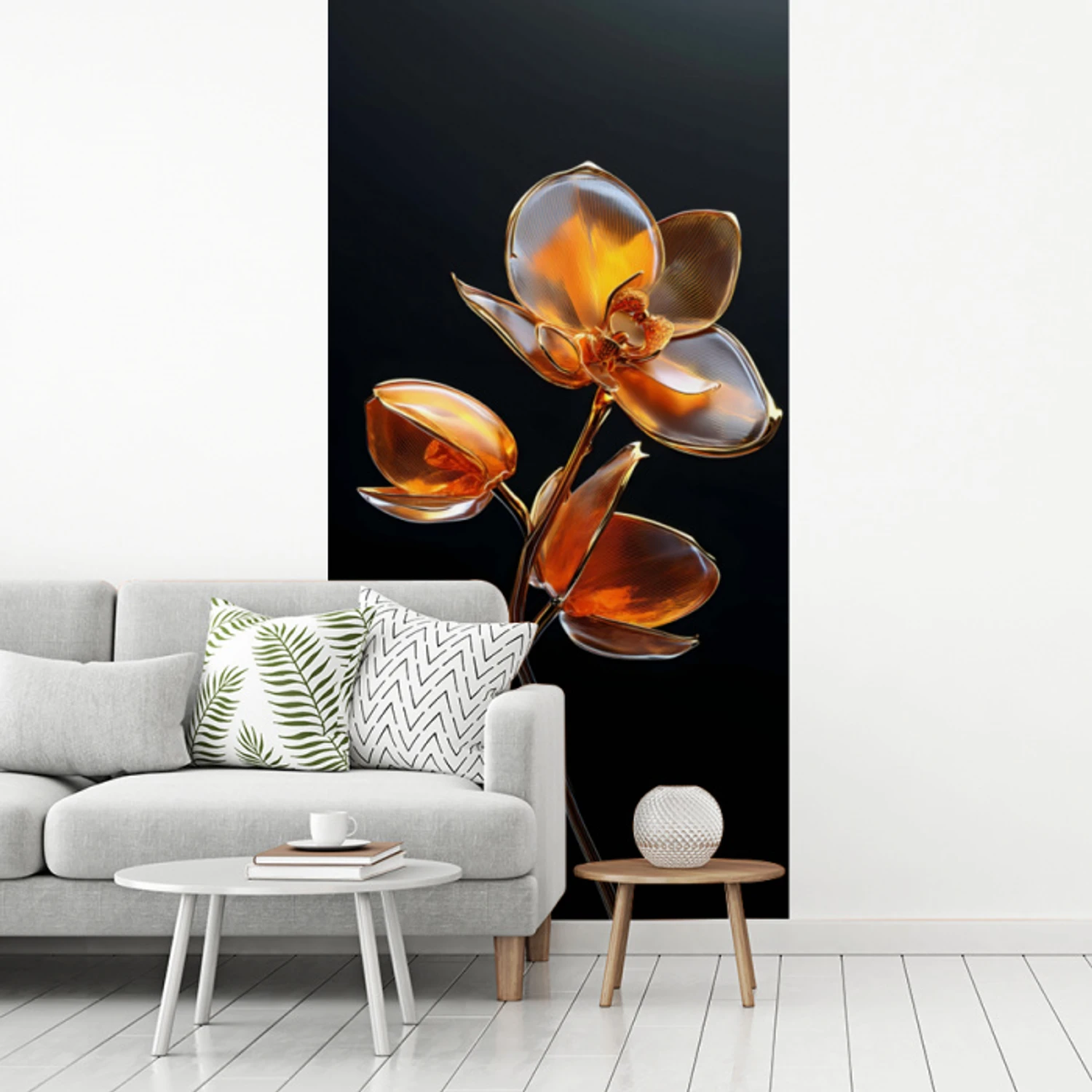Bloem - Orchidee - Oranje fotobehang vinyl groot -woonkamer