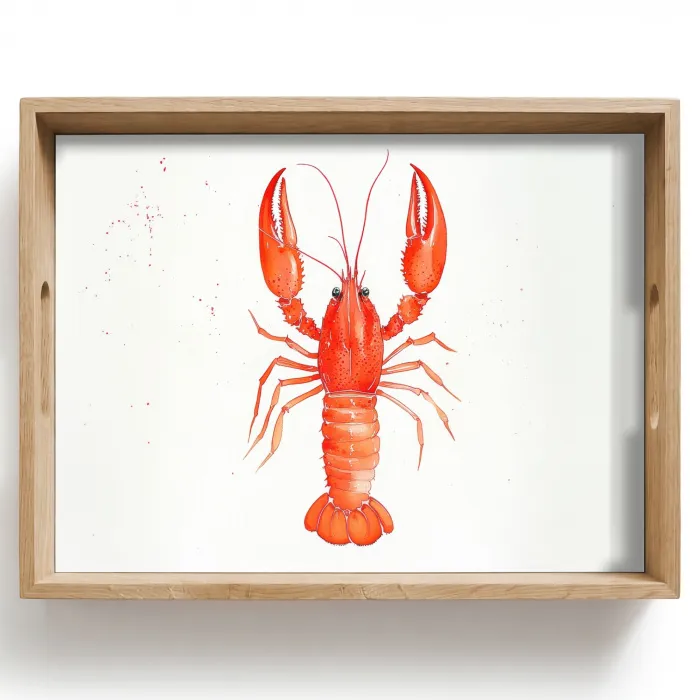 Kreeft - Waterverf - Aquarel - Oranje Dienblad Rechthoek middel -z3d_shopping