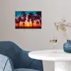 Palmboom - Zonsondergang - Horizon - Strand - Oranje - Roze poster papier klein -sfeer3