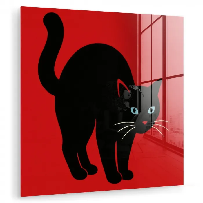 Kat - Zwart - Staart plexiglas 5mm klein -zzzproduct_nieuw