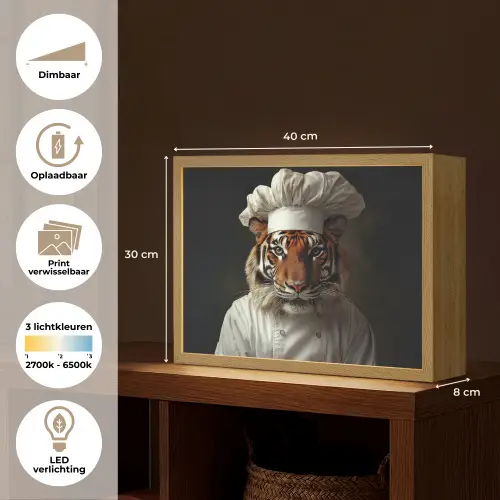 Tijger - Kokskleding - Bruin Light Box met batterij (Wandlamp) middel -USP_websiteoverzichtNL