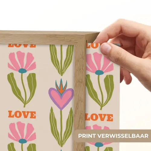 Love - Patroon - Bloemen - Hartjes Light Box met batterij (Wandlamp) middel 907 -USP_websiteprintNL